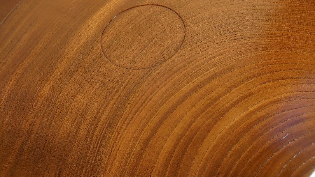 丸盆　山中漆器　欅　欅製　くり抜き　川北造　拭き漆　富貴漆　１客