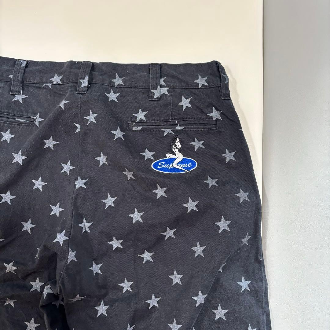 g*l様 supreme チノパン　ブラック　星　スター　ピンナップ　ガール　ワ