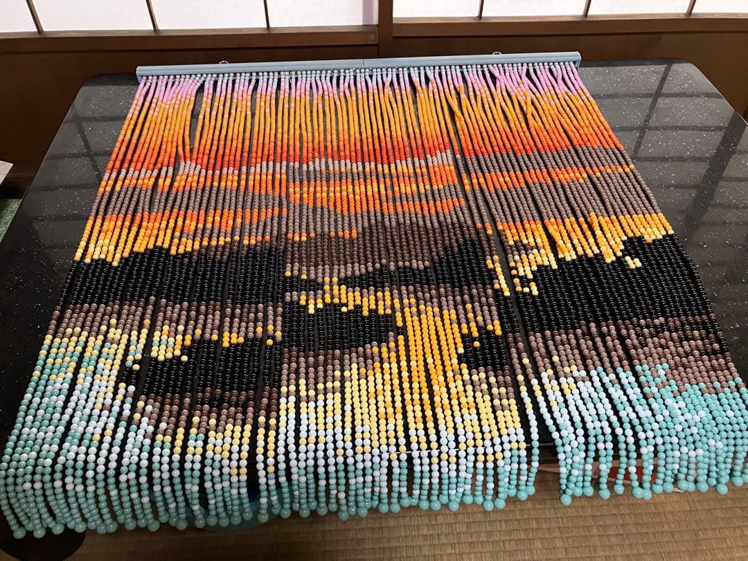 スキルタペストリー完成品　85✖️87センチ　珠のれん　ビーズのれん　簾　カーテン