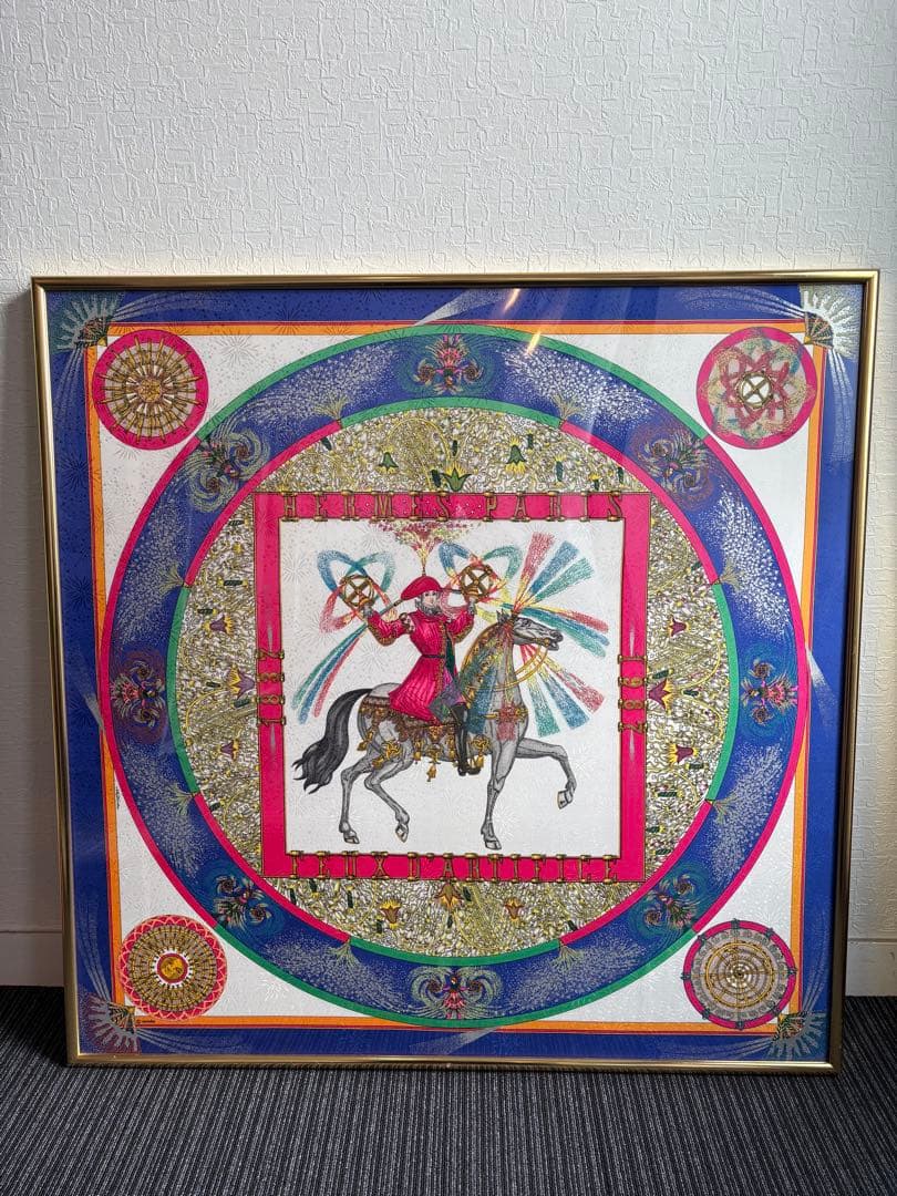 エルメス カレ90 技巧の火 (Feux d'Artifice） 額装 シルク