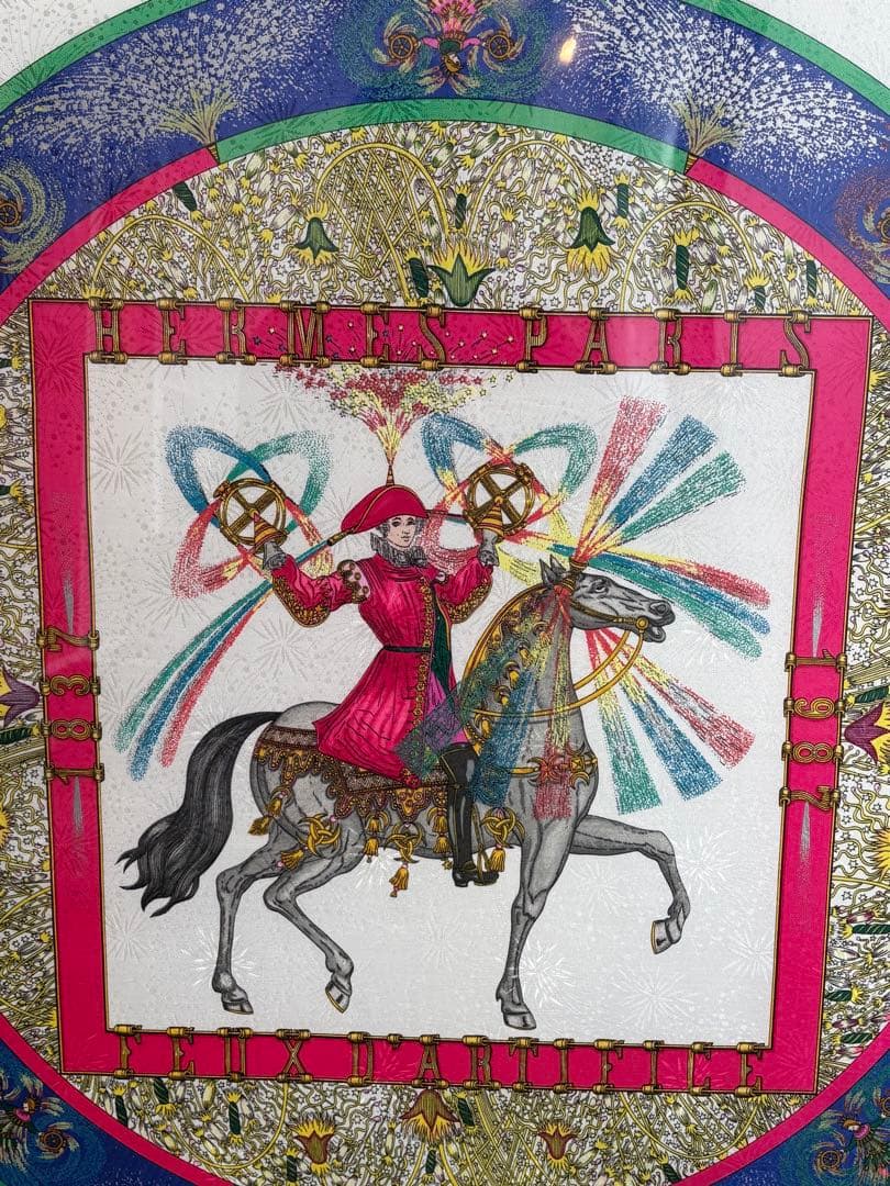 エルメス カレ90 技巧の火 (Feux d'Artifice） 額装 シルク