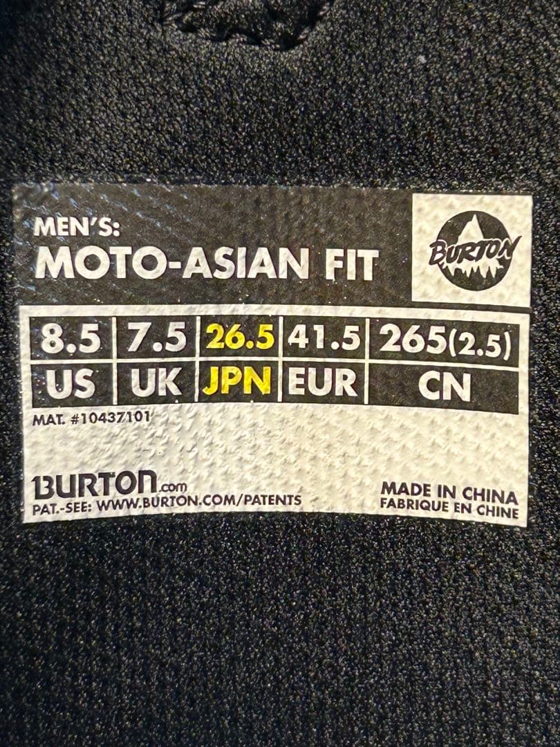 【美品】26.5cm BURTON Moto アジアンフィット スノボブーツ