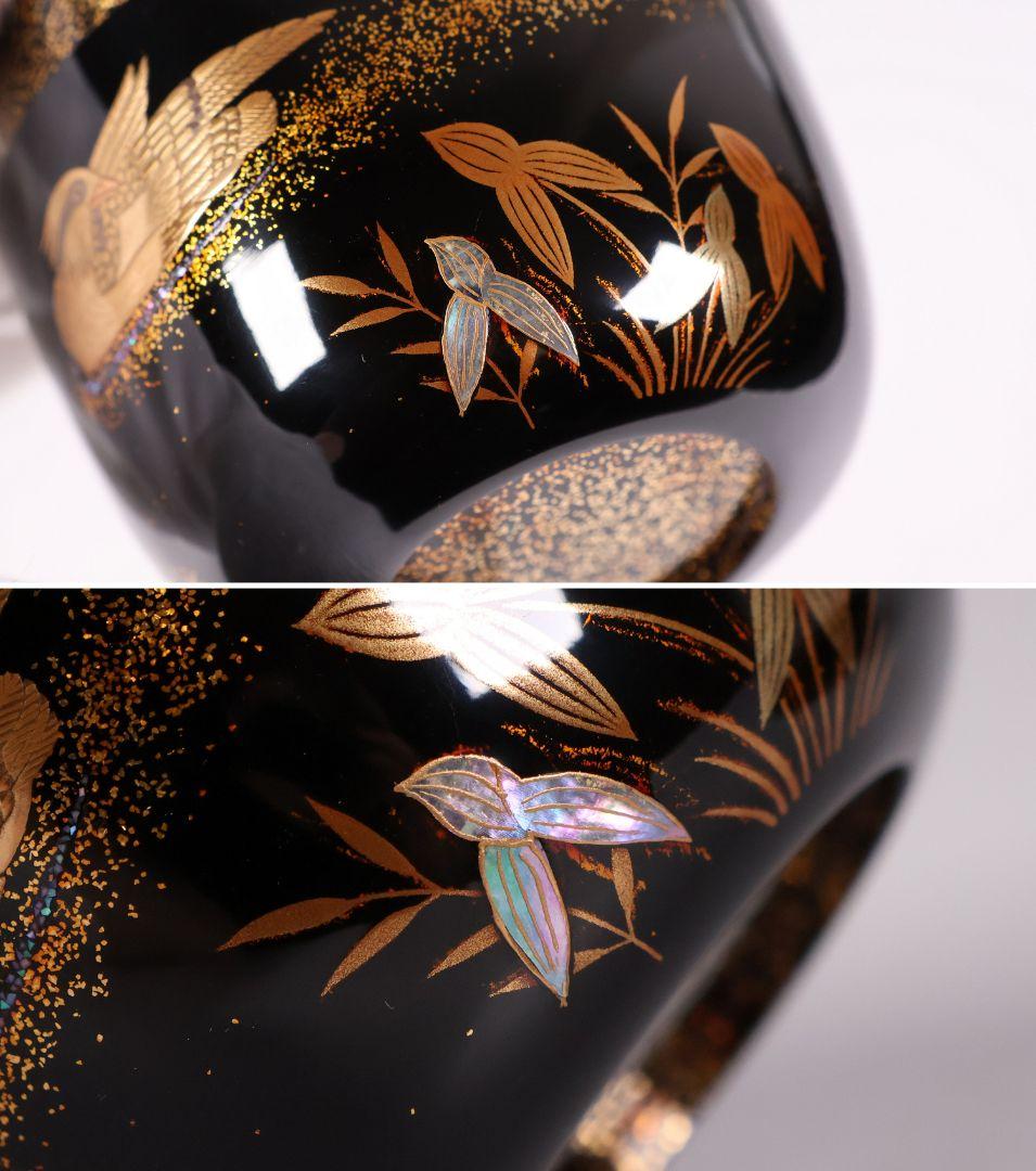 加賀蒔絵 福嶋一恵 鴛鴦蒔絵 大棗 梨地 鵬雲斎書付 共箱 螺鈿【MA916】