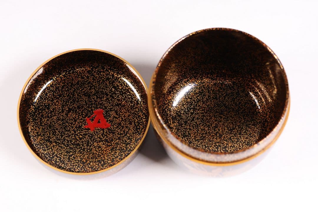 加賀蒔絵 福嶋一恵 鴛鴦蒔絵 大棗 梨地 鵬雲斎書付 共箱 螺鈿【MA916】