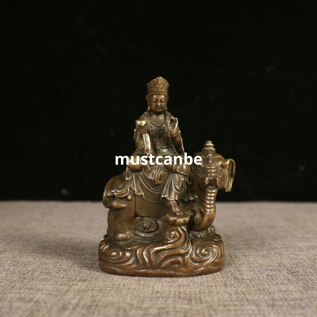 仏教美術 文殊普賢観音菩薩仏像 銅製 仏像 彫刻 置物 開運 風水