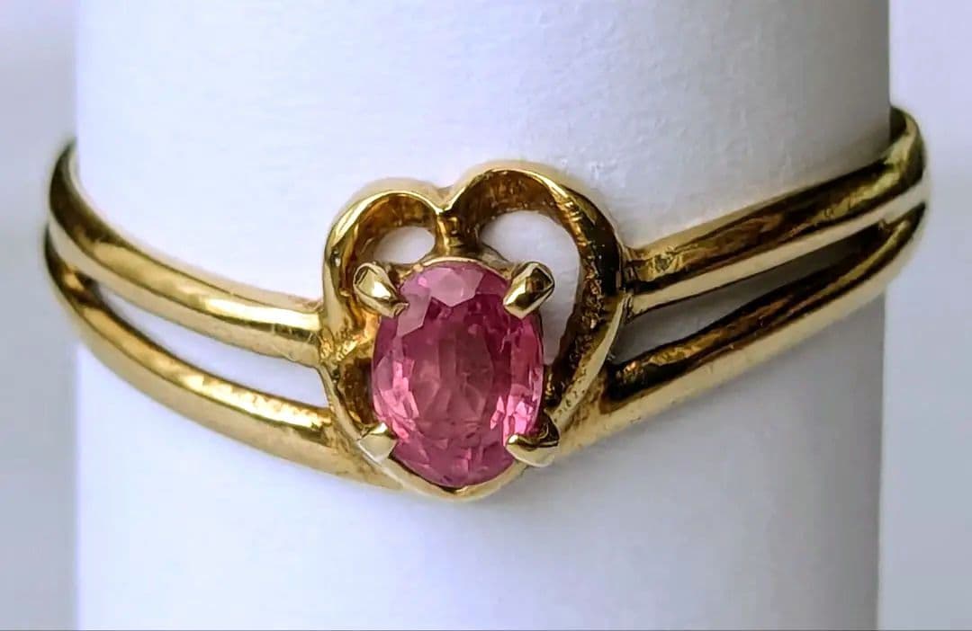 早い者勝ち　ピンクガーネット ハート型 台座　ゴールドリング　K18　18金