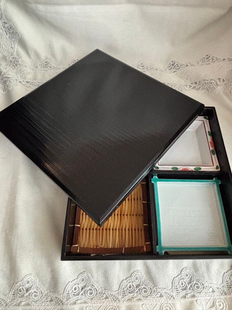 松花堂弁当箱5客セット　外木箱入