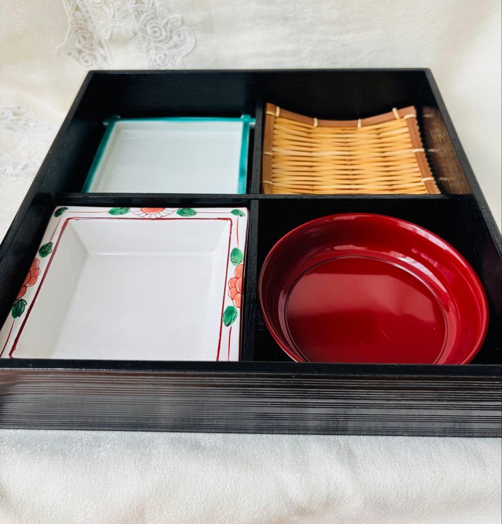 松花堂弁当箱5客セット　外木箱入