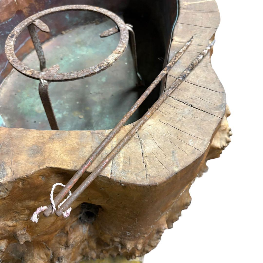 瘤　火鉢　希少　高級　古家具　輪切り　囲炉裏