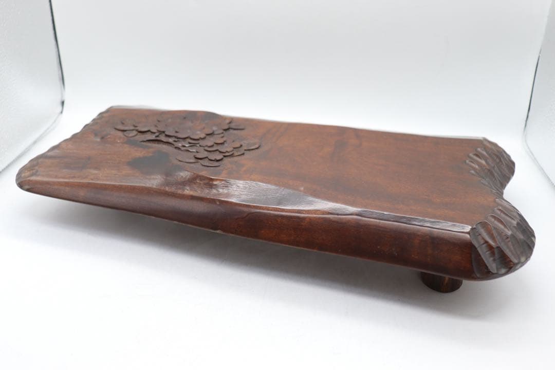 美品　軽井沢彫　桜　木製足付花台　茶道具　伝統工藝　送料込み251013