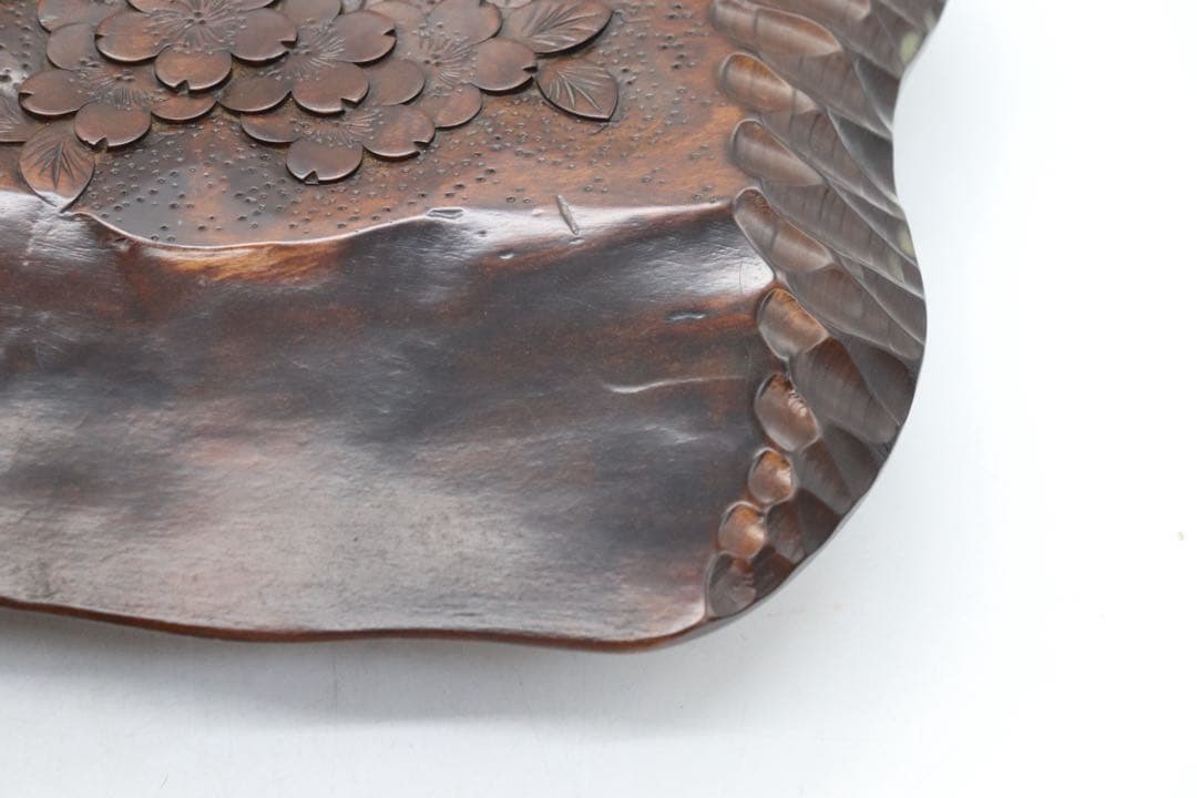 美品　軽井沢彫　桜　木製足付花台　茶道具　伝統工藝　送料込み251013