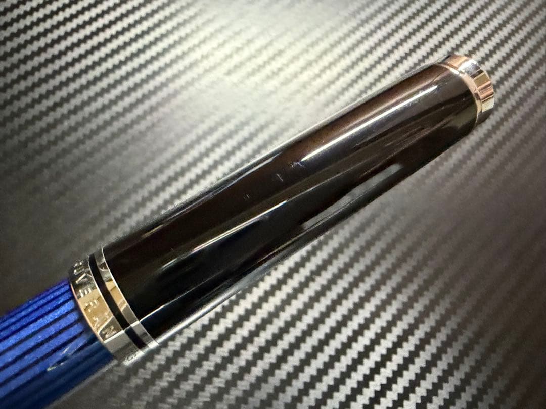 未使用に近い ペリカン スーベレーン M805 F 万年筆 青縞 シルバートリム