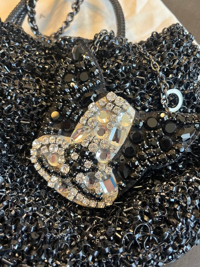 アンテプリマ　ビーズ装飾 ブラックパーティーバッグ