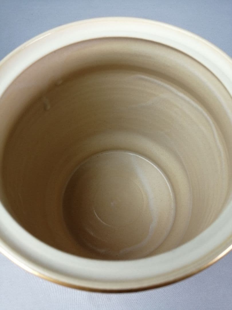 【茶道具】高台寺窯陶楽造　仁清写華七宝紋皆具　水指 建水 杓立 蓋置　水指400