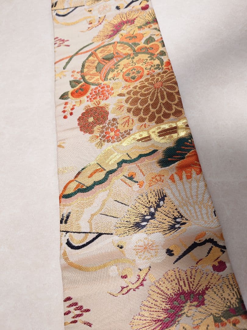 七五三　大人用袋帯からの作り帯　子供　1点物　鶴柄　アンティーク