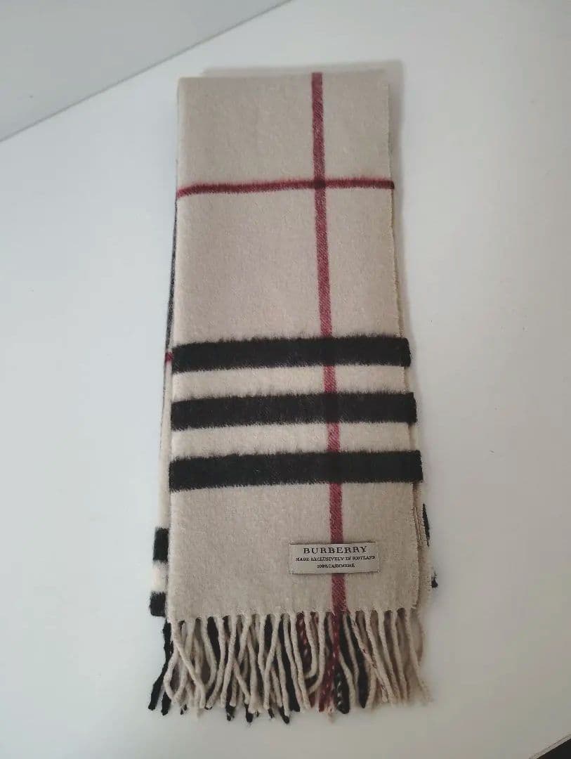 【希少】BURBERRY カシミア　チェック柄マフラー