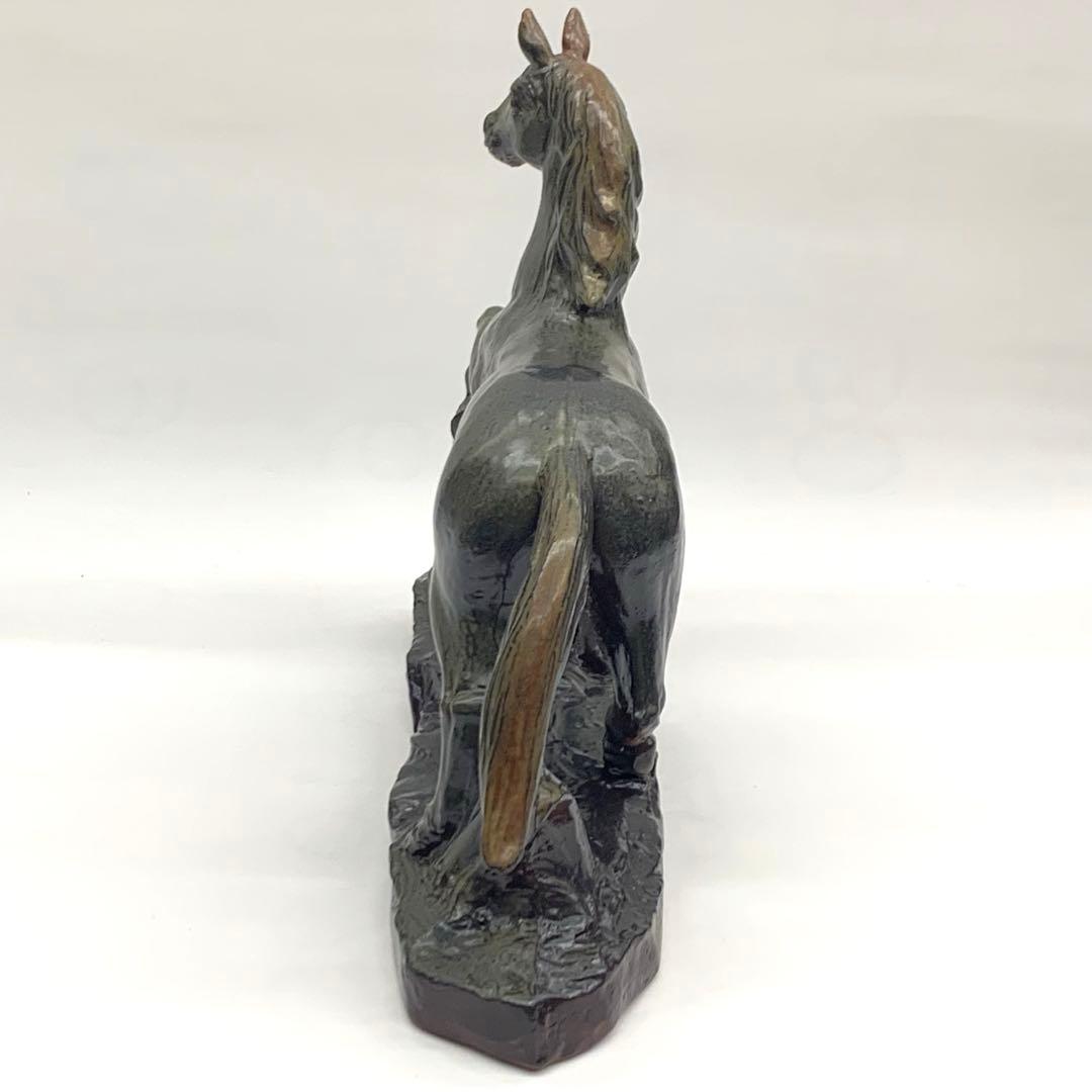 【干支置物　午14常滑焼　灰釉　壬午】共箱