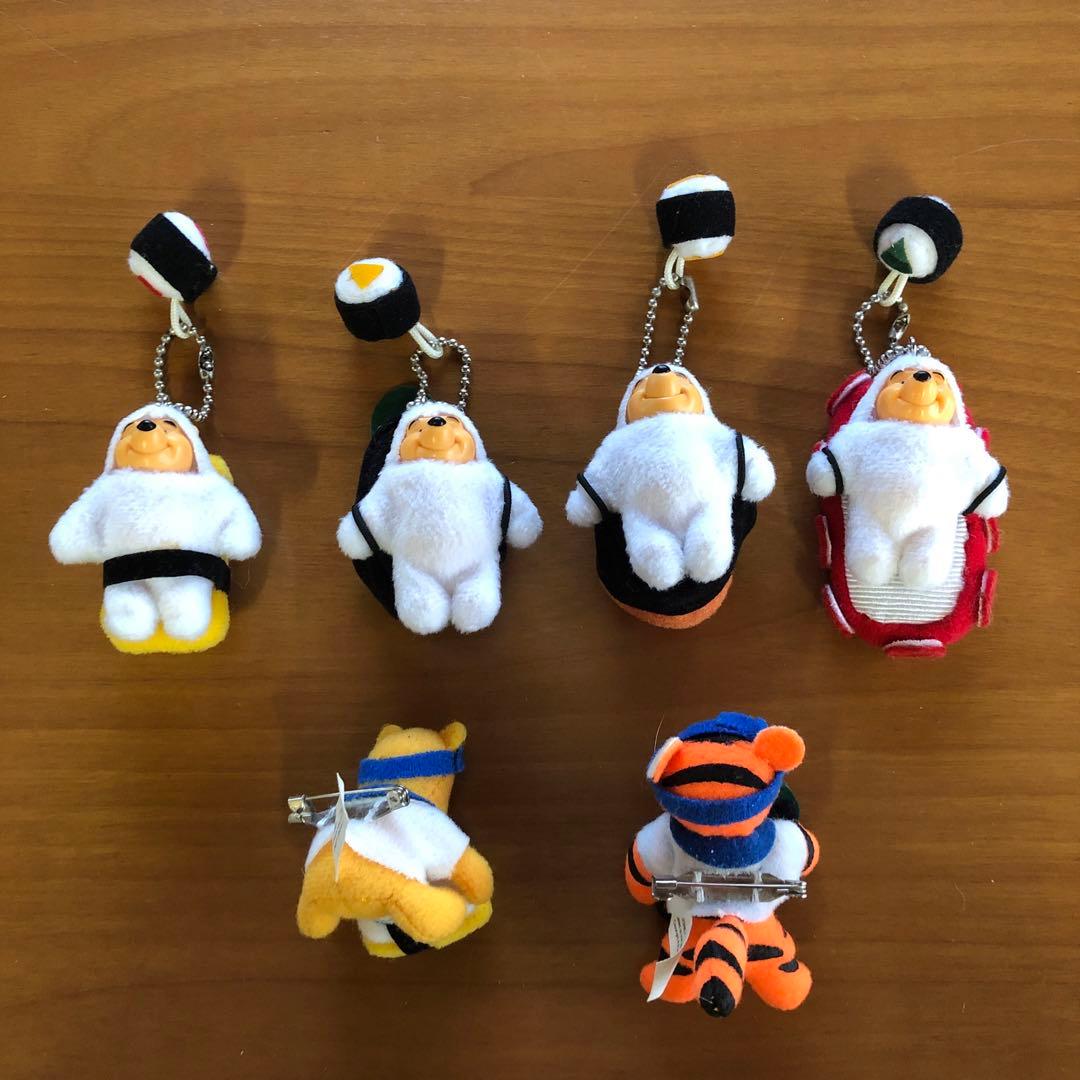 ミニぬいぐるみキーホルダー等　くまのプーさん（お寿司）【６個セット】