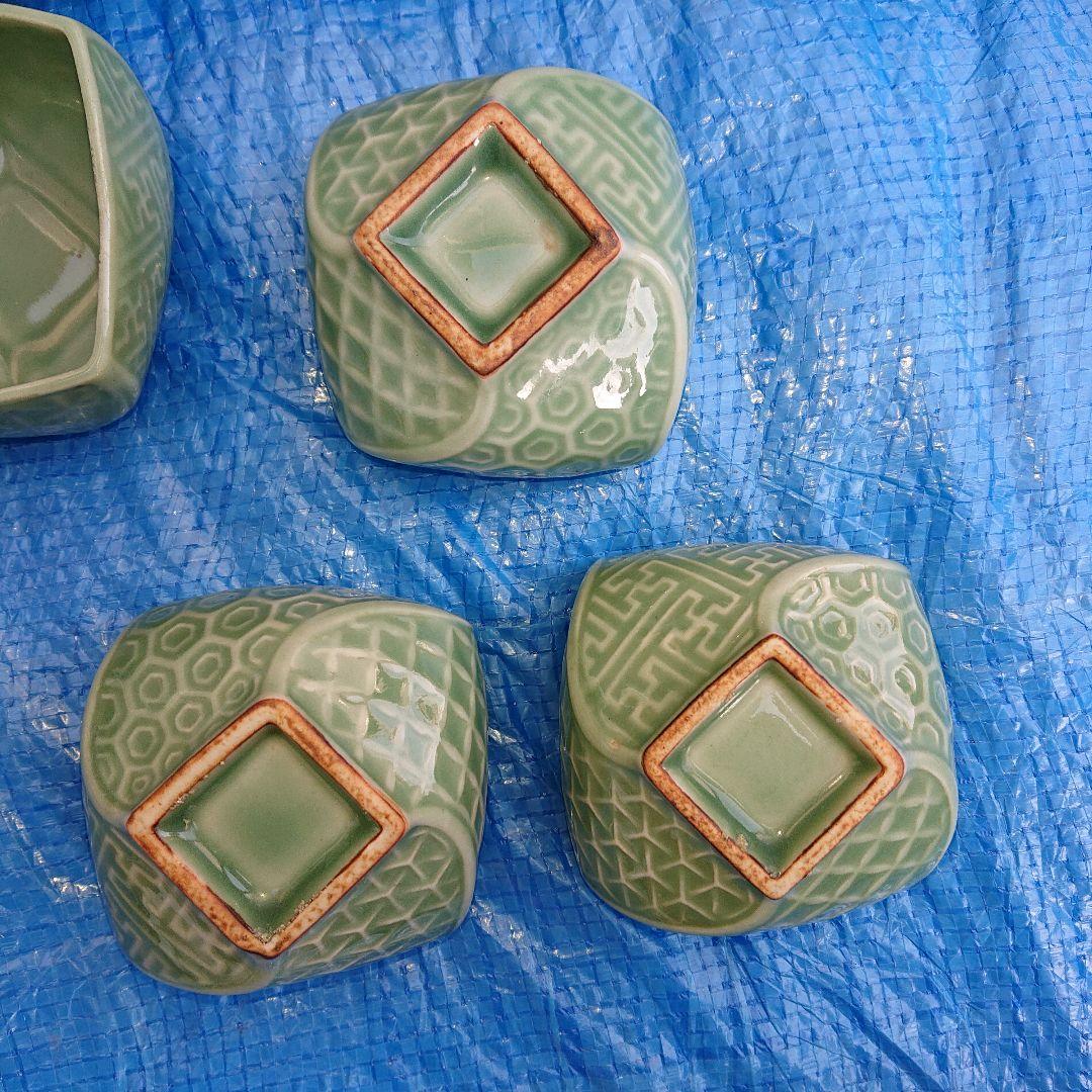 20セット、とレトロ青磁、湯呑みセット