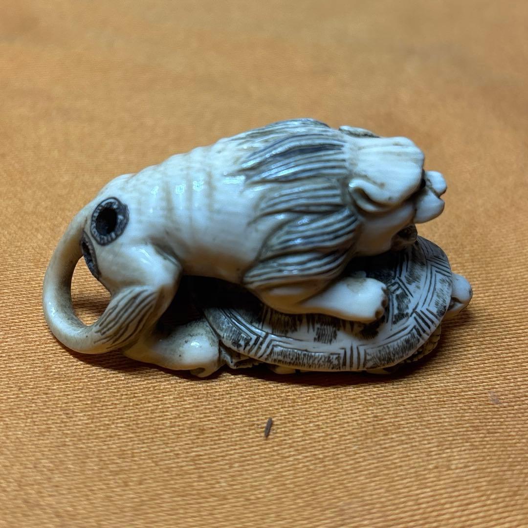 極上 獅子 亀 根付　20g