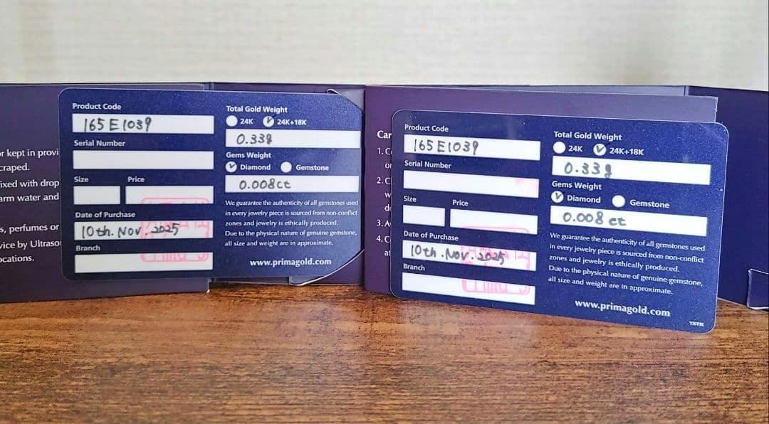 新品☆PRIMA GOLDプリマゴールド純金&ダイヤモンドラウンドモチーフピアス