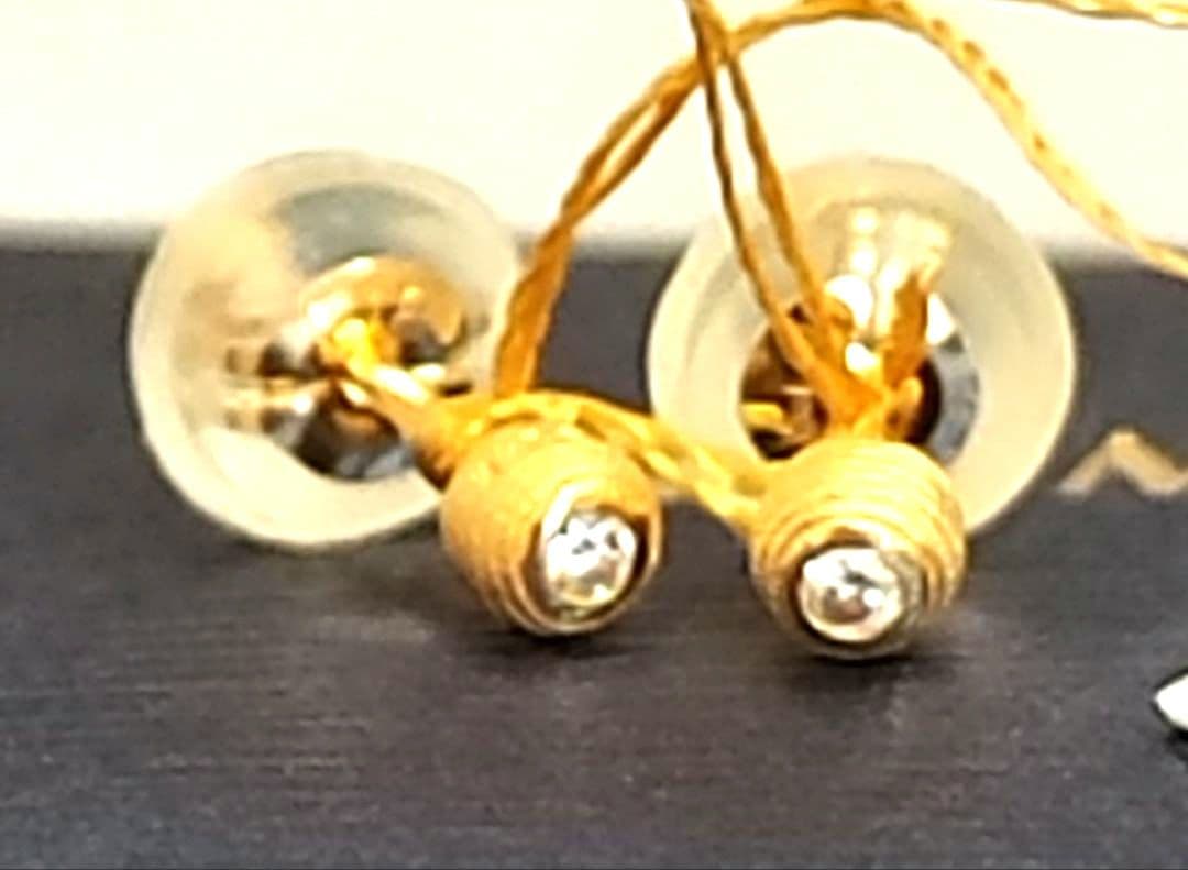 新品☆PRIMA GOLDプリマゴールド純金&ダイヤモンドラウンドモチーフピアス