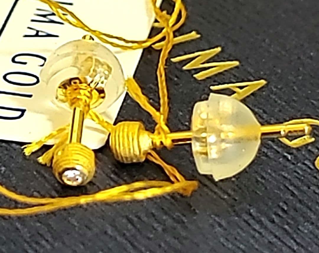 新品☆PRIMA GOLDプリマゴールド純金&ダイヤモンドラウンドモチーフピアス