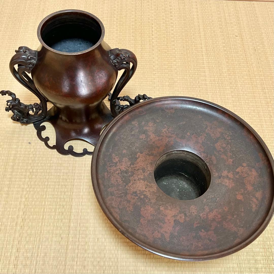 薄端　紫銅　華道　古流　花器　生花　花入れ　骨董