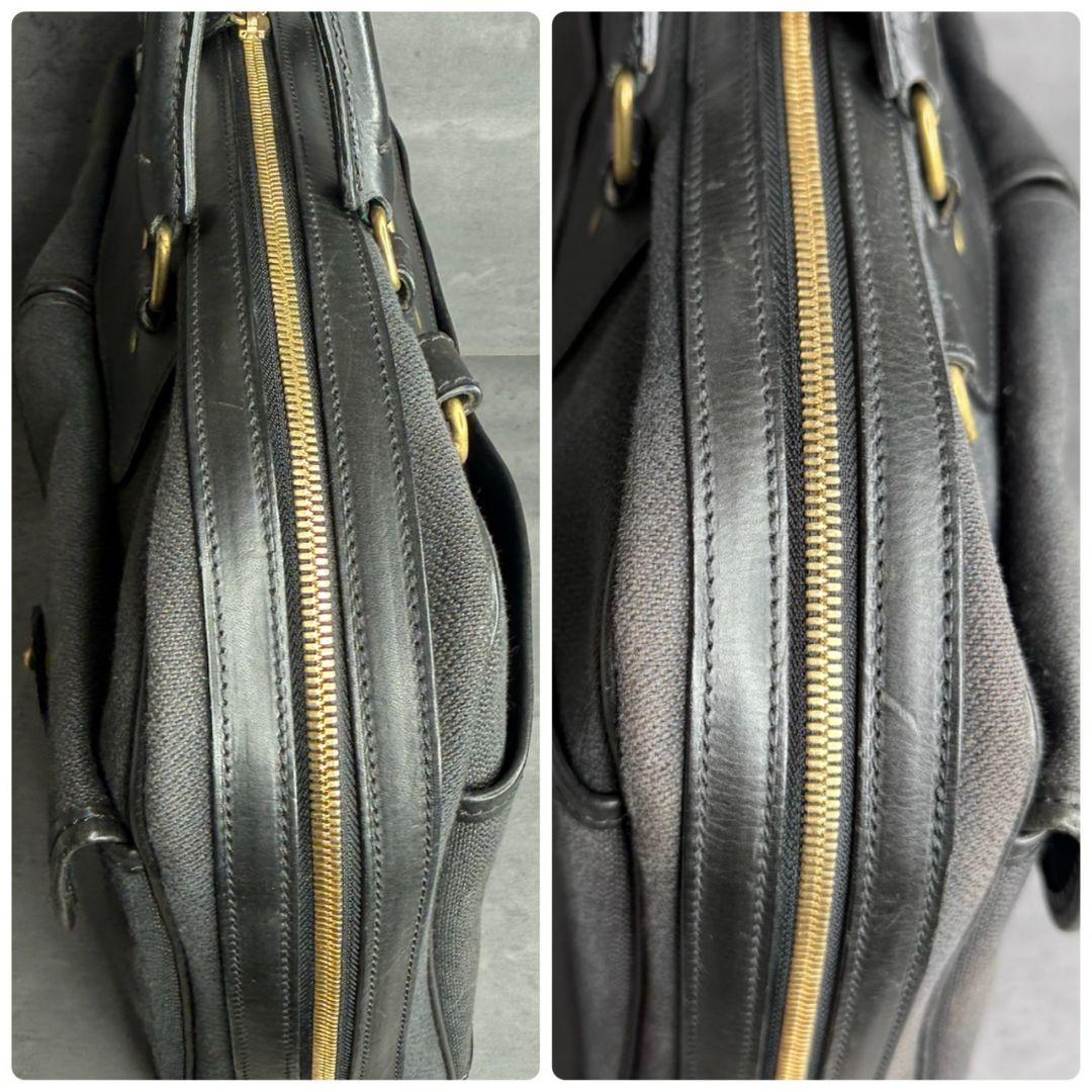 【入手困難】万双 レザー キャンバス コンビ 天ファスナー ブリーフケース