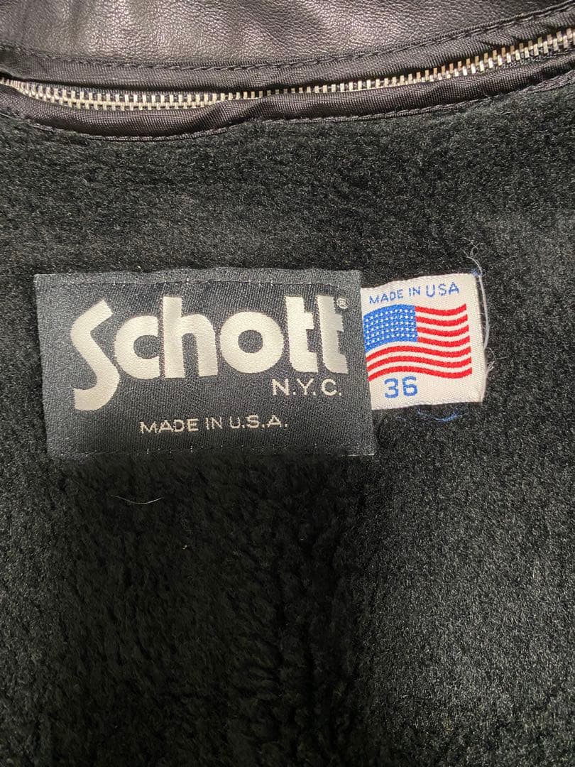 Schott ブラック シングルライダース 36