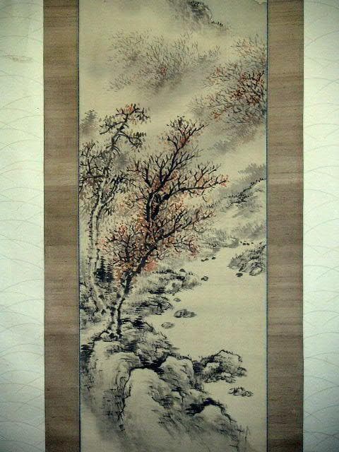 ♥掛軸　山水画　浅井楠荘　掛け軸　骨董品