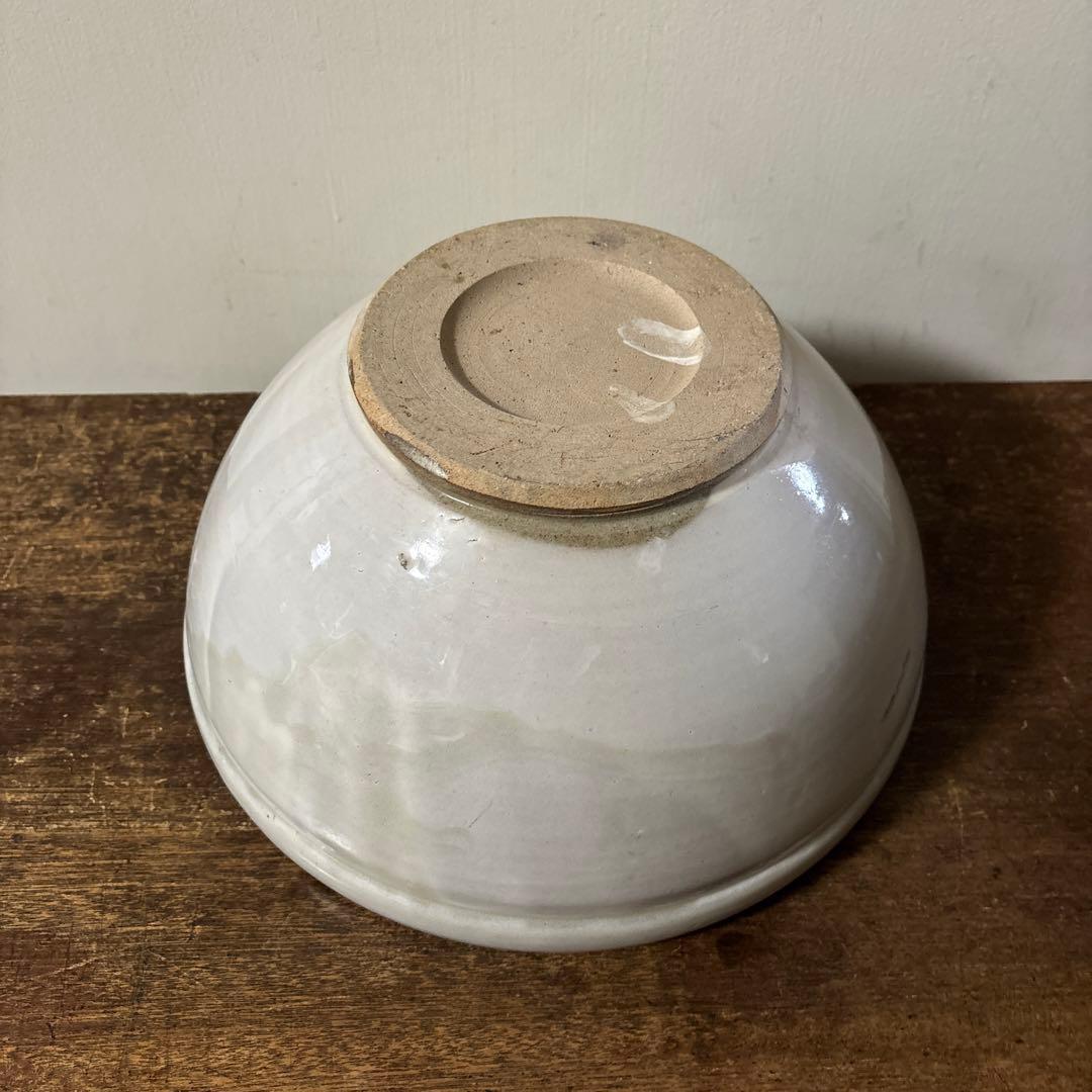 東北民窯　平清水焼　大鉢　白釉　花器　こね鉢　白磁　骨董　アンティーク　李朝