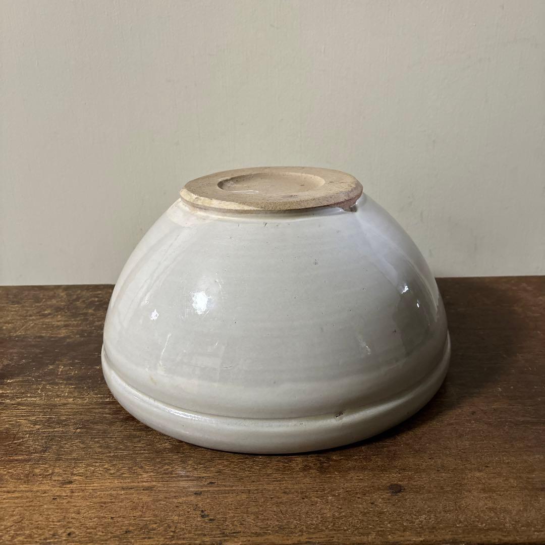 東北民窯　平清水焼　大鉢　白釉　花器　こね鉢　白磁　骨董　アンティーク　李朝