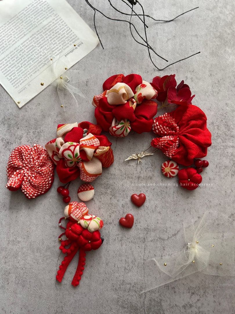 6*様 七五三　七五三髪飾り　ヘッドドレス　着物髪飾り　リメイク髪飾り　056