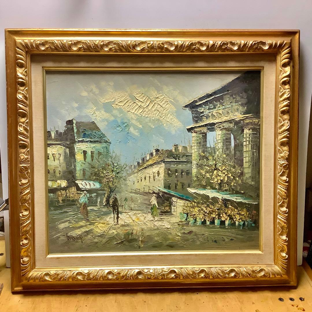 油彩画 パリの街角 64x71cm