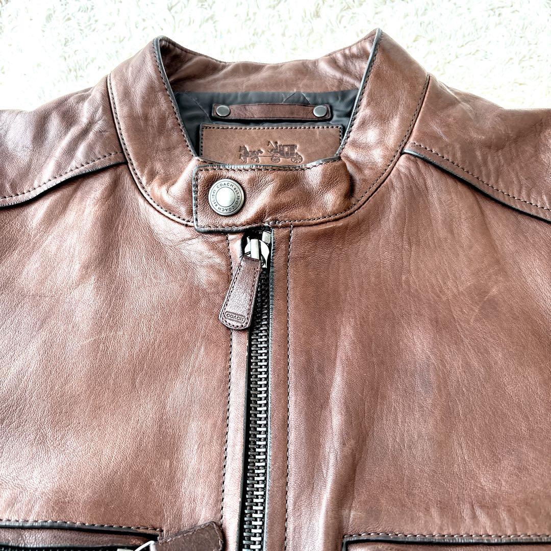 Myday公式アカウント01 COACH シングルライダースジャケット　M