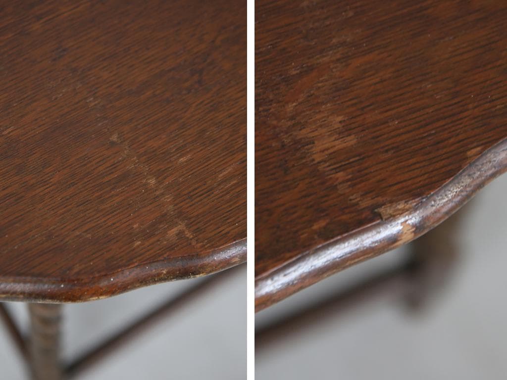 英国アンティーク木製サイドテーブル/オケージョナル机/飾り棚/花台(79-40)