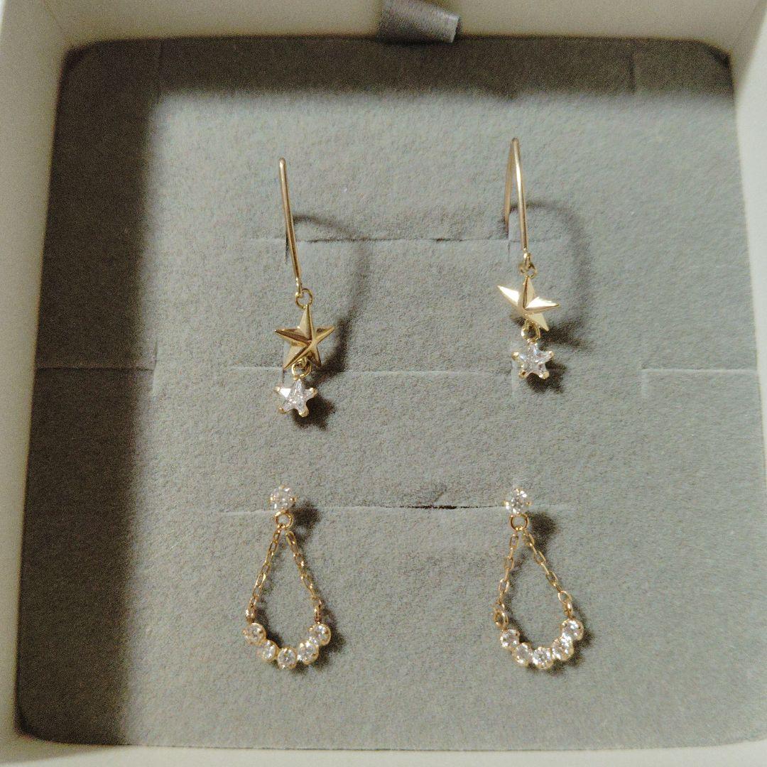 組曲　しずく型ピアス　キュービックジルコニア　K10