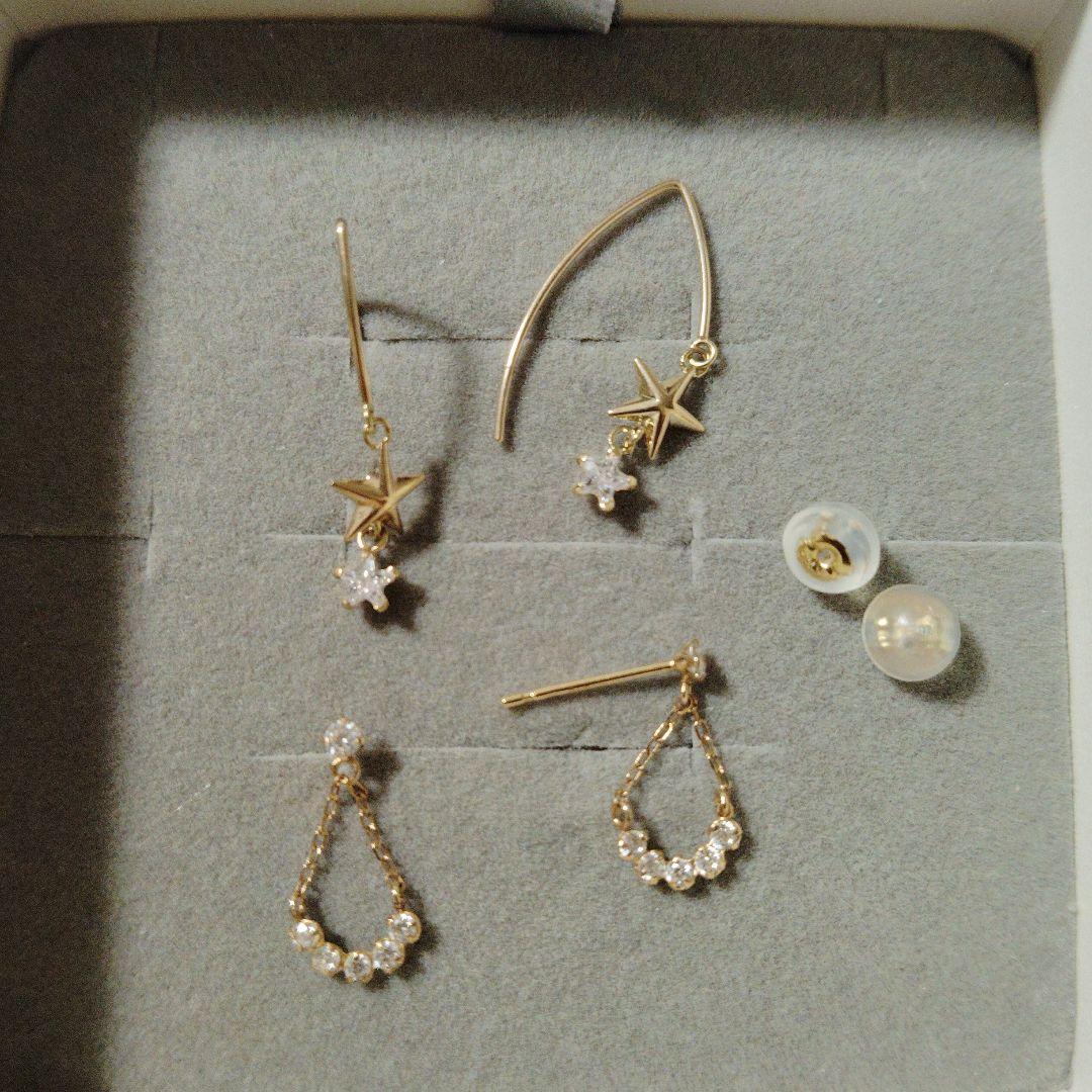 組曲　しずく型ピアス　キュービックジルコニア　K10