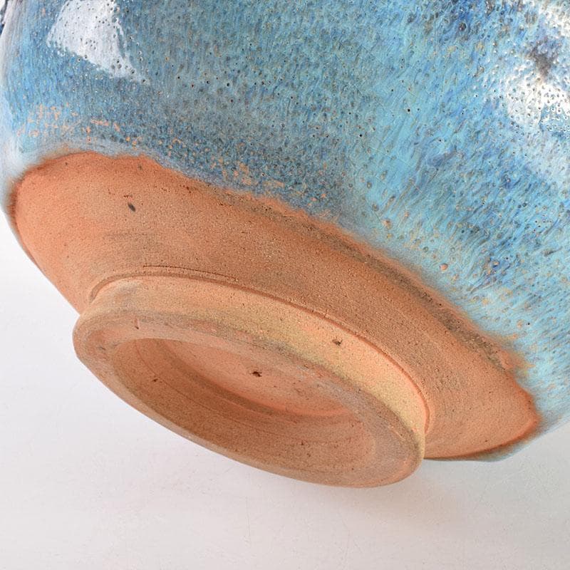 中国　鈞窯　窯変　澱青釉　双耳鉢　C　6906