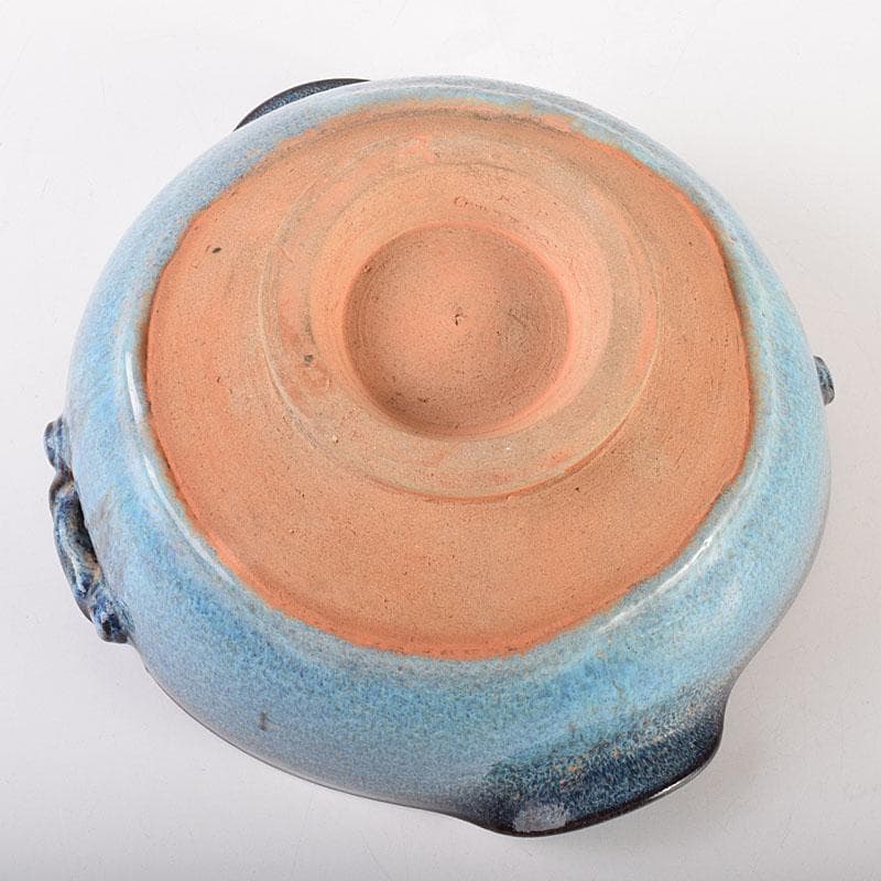 中国　鈞窯　窯変　澱青釉　双耳鉢　C　6906