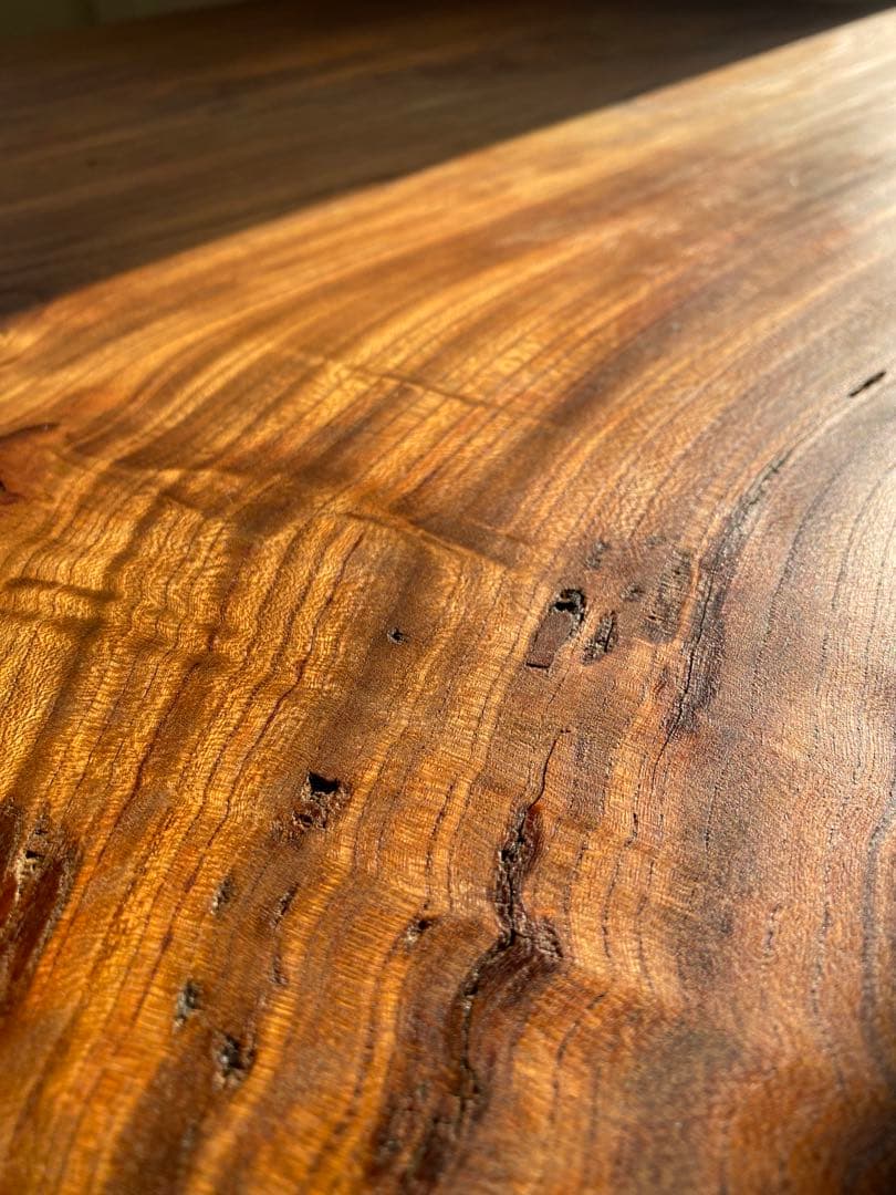 Vintage 赤ケヤキ一枚板　アイアンテーブル　銘木　Cafe table