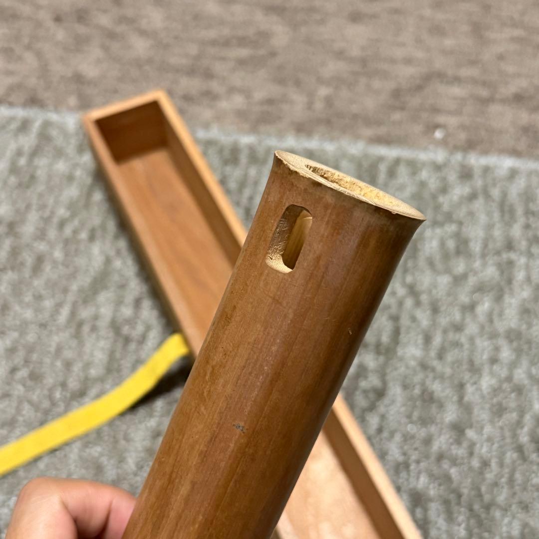 尺八花入 掛花入 寧楽 川崎鳳嶽 (造) 共箱 花器 花瓶 茶道具 竹工芸