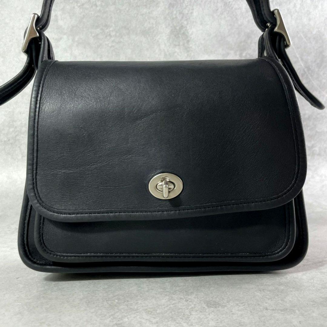 極美品 オールドコーチ ランブラー ショルダーバッグ レザー 黒 シルバー