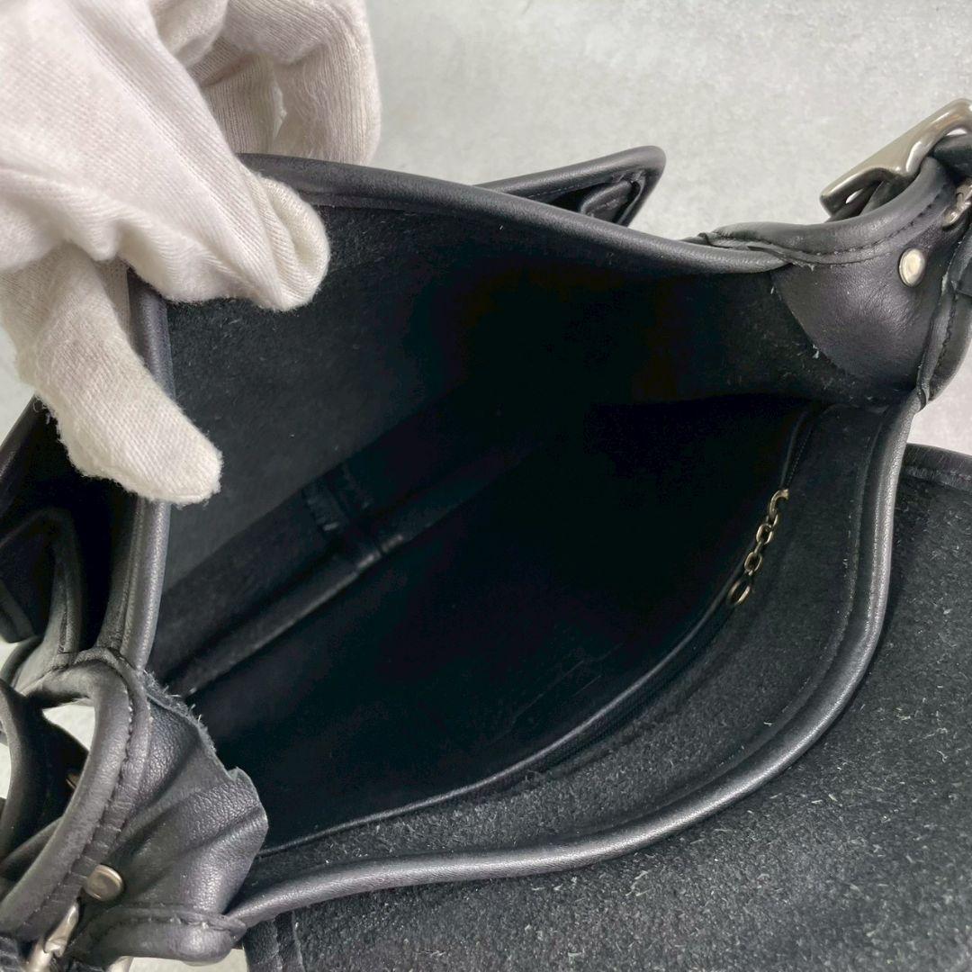 極美品 オールドコーチ ランブラー ショルダーバッグ レザー 黒 シルバー