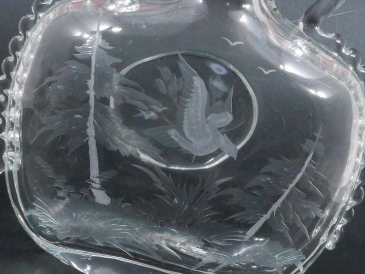 モーゼル クリスタル ハンドカット 花鳥文 扁壺 花瓶 フラワーベース