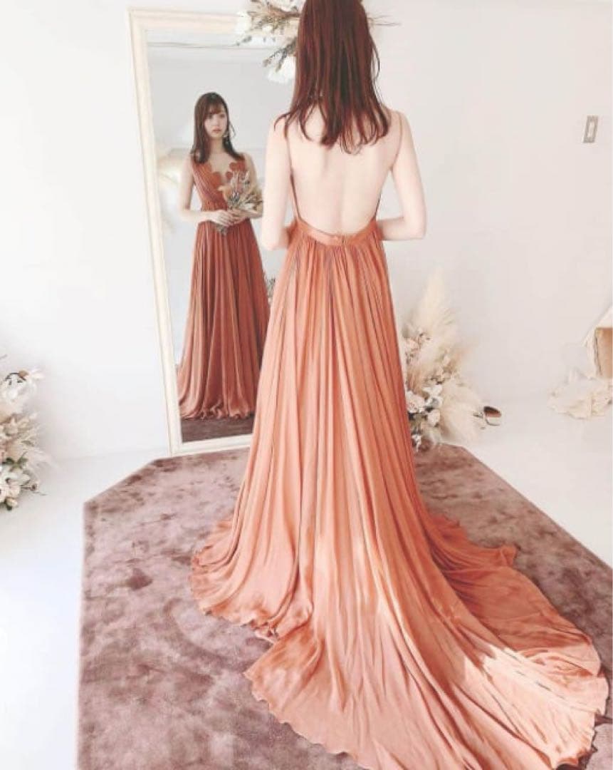 テラコッタカラードレス　結婚式　前撮り　二次会