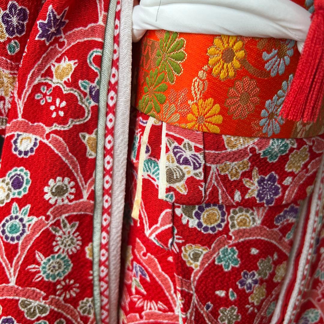 市松人形 赤い和服 伝統工芸品　ガラスケース付き 春峰作