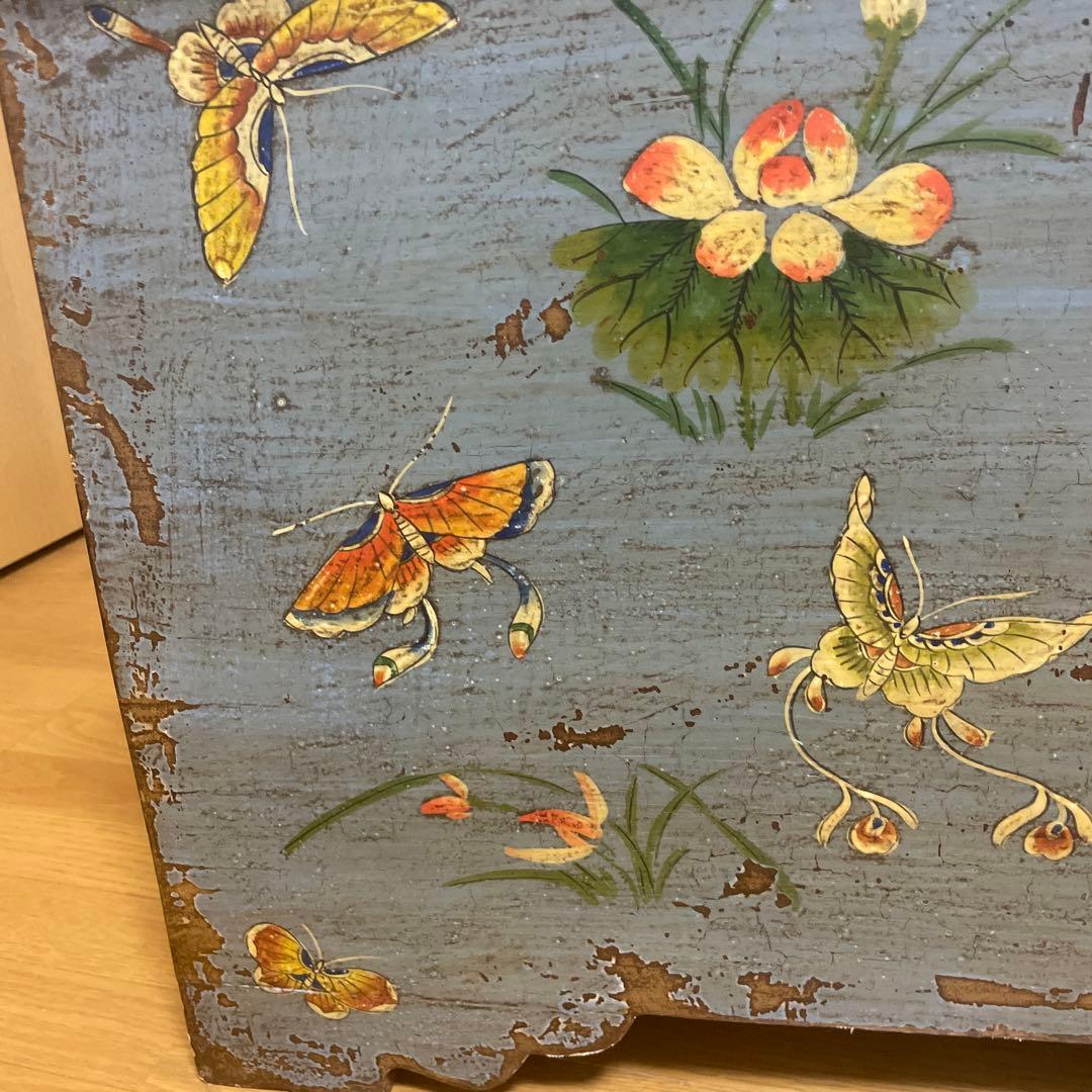 (Rihi24様用)青色の装飾木製収納箱　アンティーク　中国家具　アジアン