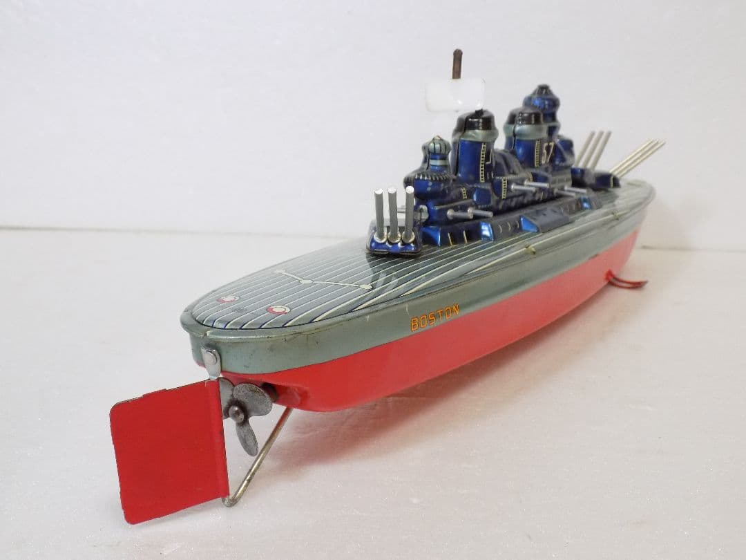 希少ブリキ　萬代屋　戦艦　BOSTON　フリクション